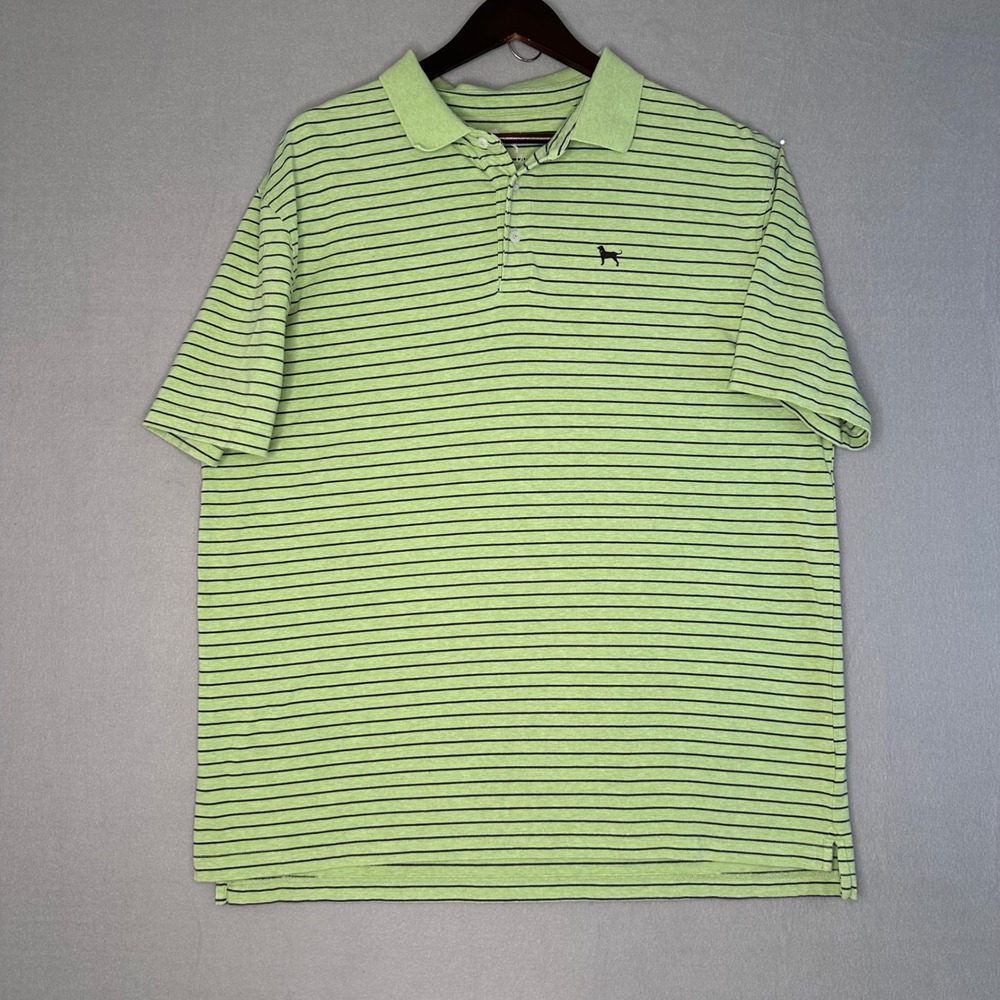 The Black‎ Dog Striped Polo Shirt Mens XL Short Sleeve Green Golf Casual